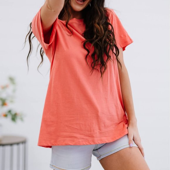 Zenana Rollercoaster Vibes Tee in Deep Coral - Picture 5 of 6